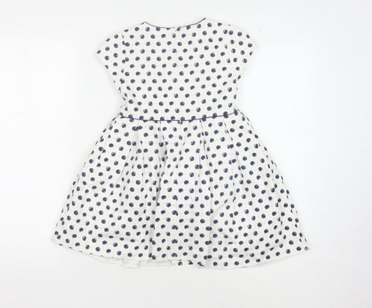 Mayoral Girls White Polka Dot Fit & Flare Dress - 7 Years