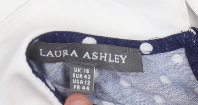 Laura Ashley Women's Polka Dot Collared Blouse, Size 16