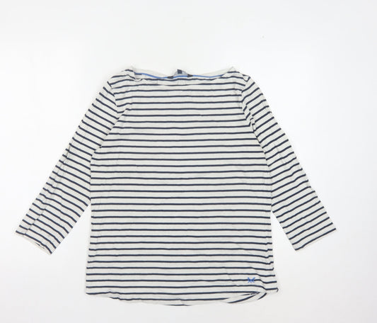 Crew Clothing Women's White Striped T-Shirt, Size 12