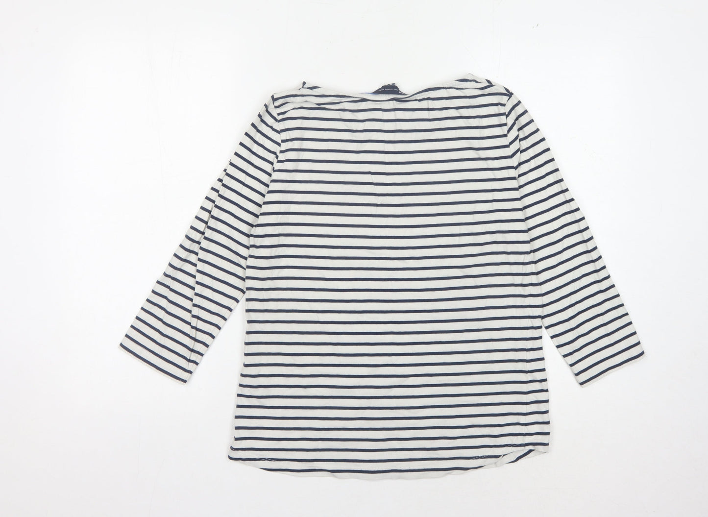 Crew Clothing Women's White Striped T-Shirt, Size 12