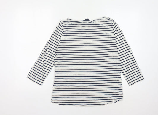 Crew Clothing Women's White Striped T-Shirt, Size 12