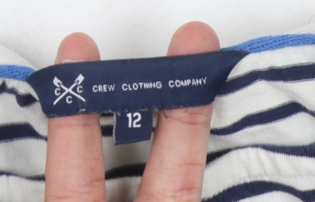 Crew Clothing Women's White Striped T-Shirt, Size 12