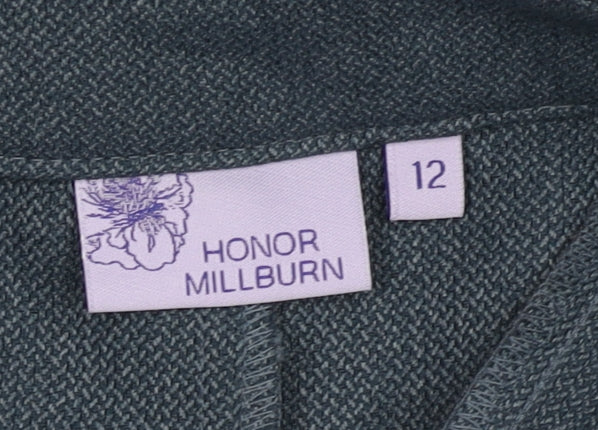 Brand and care label for Honor Millburn Women's Grey Trousers, size 12