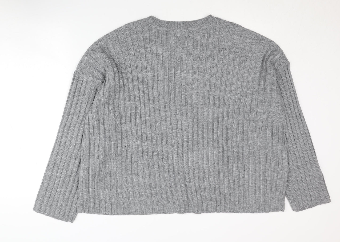 Firetrap Women's Grey Chunky-Knit Jumper Size 14