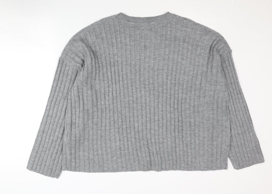 Firetrap Women's Grey Chunky-Knit Jumper Size 14