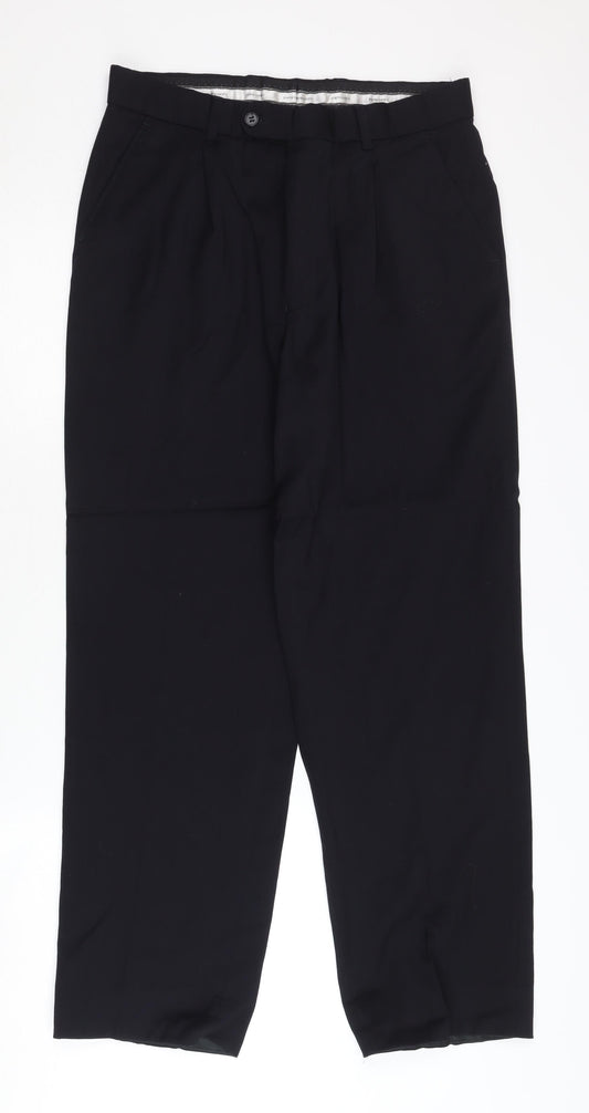 Pierre Cardin Men's Black Wool Trousers 38 IN