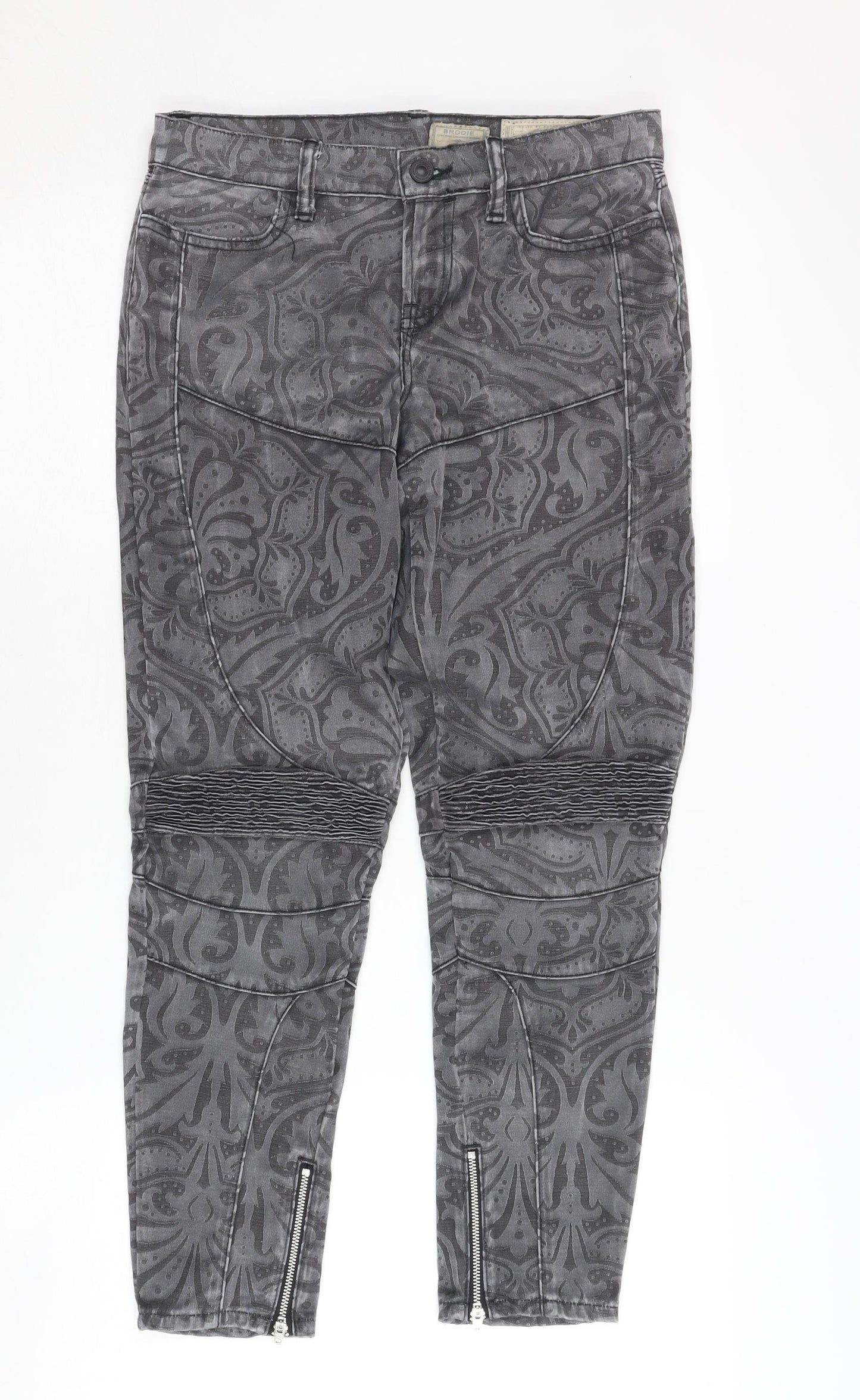 AllSaints Women's Grey Skinny Jeans Size 26 with Ankle Zip