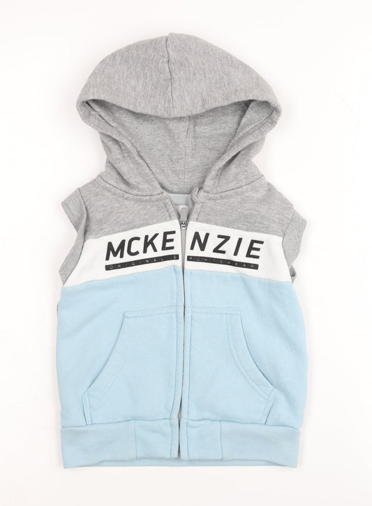 McKenzie Boys Grey & Blue Sleeveless Hooded Jacket 2-3 Years