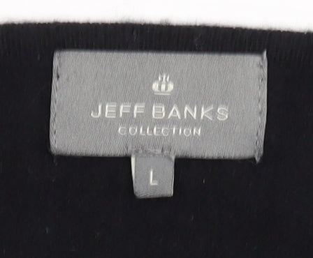 Jeff Banks Women's Black Sequined Pullover Jumper L