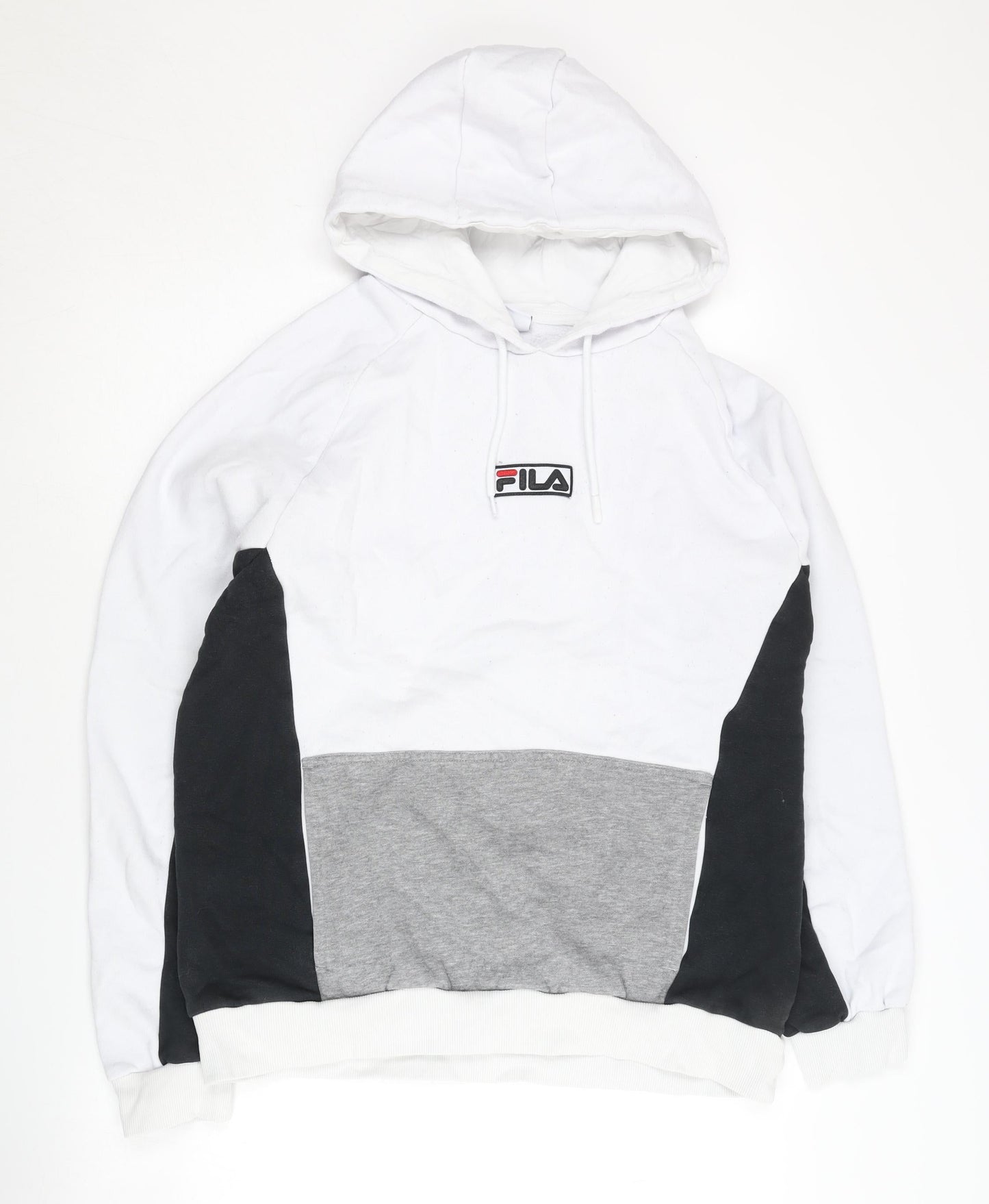 Fila Men's White Pullover Hoodie, Size L, Logo Accent