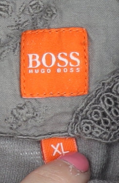 Hugo Boss Women's Grey Button-Up Top XL