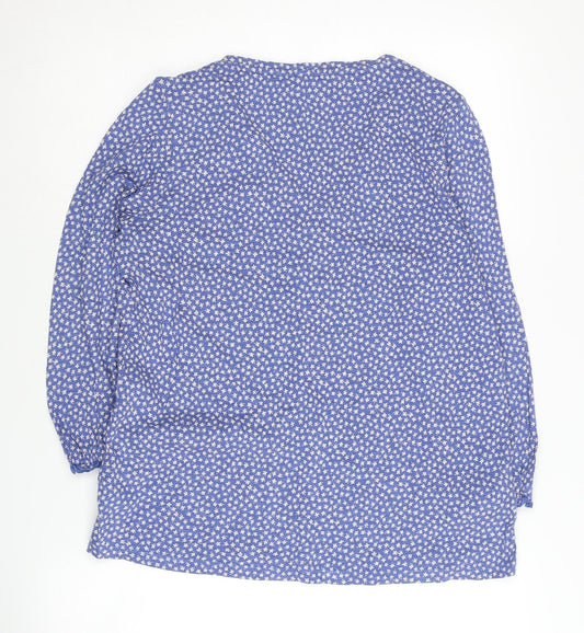 Fat Face Women's Blue Floral Blouse UK 10 V-Neck