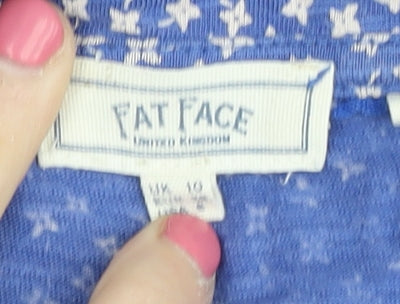 Fat Face Women's Blue Floral Blouse UK 10 V-Neck