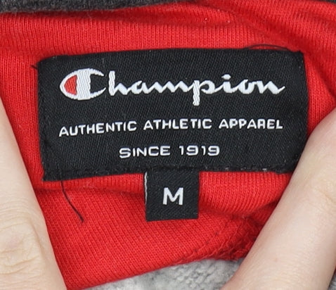 Champion Men's Grey Logo Hoodie Medium