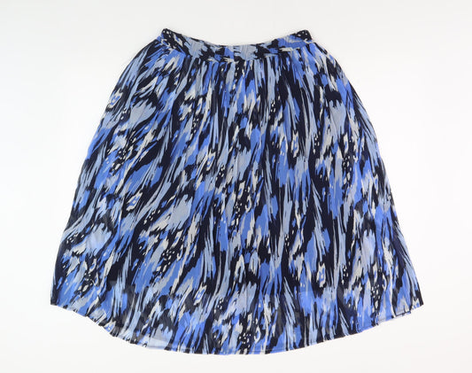 Bm Women's Blue Pleated Geometric Midi Skirt