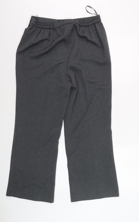 R Collection Women's Grey Herringbone Trousers Size 12