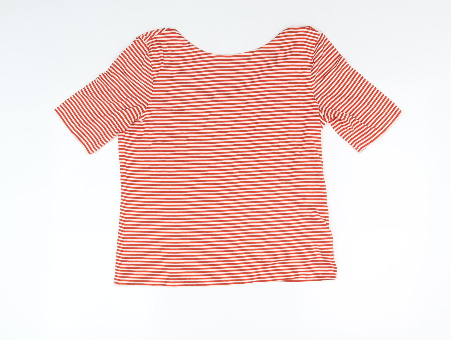 Hobbs Women's Red Striped T-Shirt, Size L, Casual Style