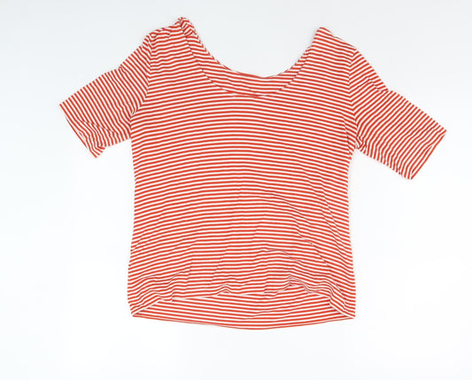 Hobbs Women's Red Striped T-Shirt, Size L, Casual Style
