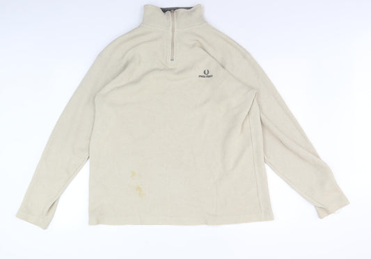 Fred Perry Men's Beige XL 1/4 Zip Sweatshirt