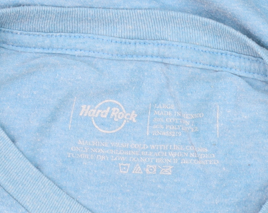 Hard Rock Blue Graphic T-Shirt, Men, L, Retro Music Style