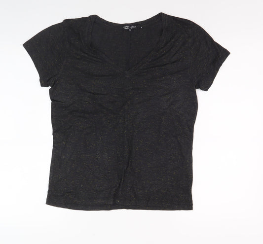 Superdry Women's Black V-Neck T-Shirt UK 8