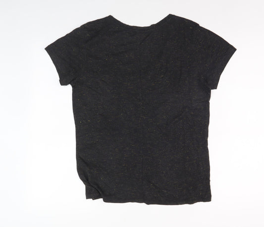 Superdry Women's Black V-Neck T-Shirt UK 8