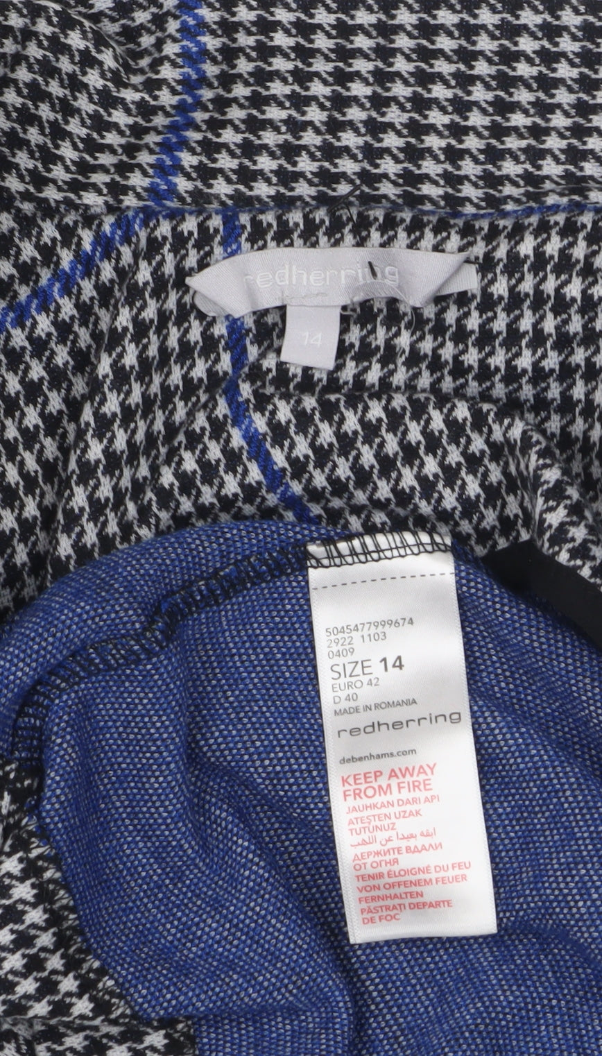 Close-up detail of Red Herring Women's Black Check Tweed Blazer, size 14