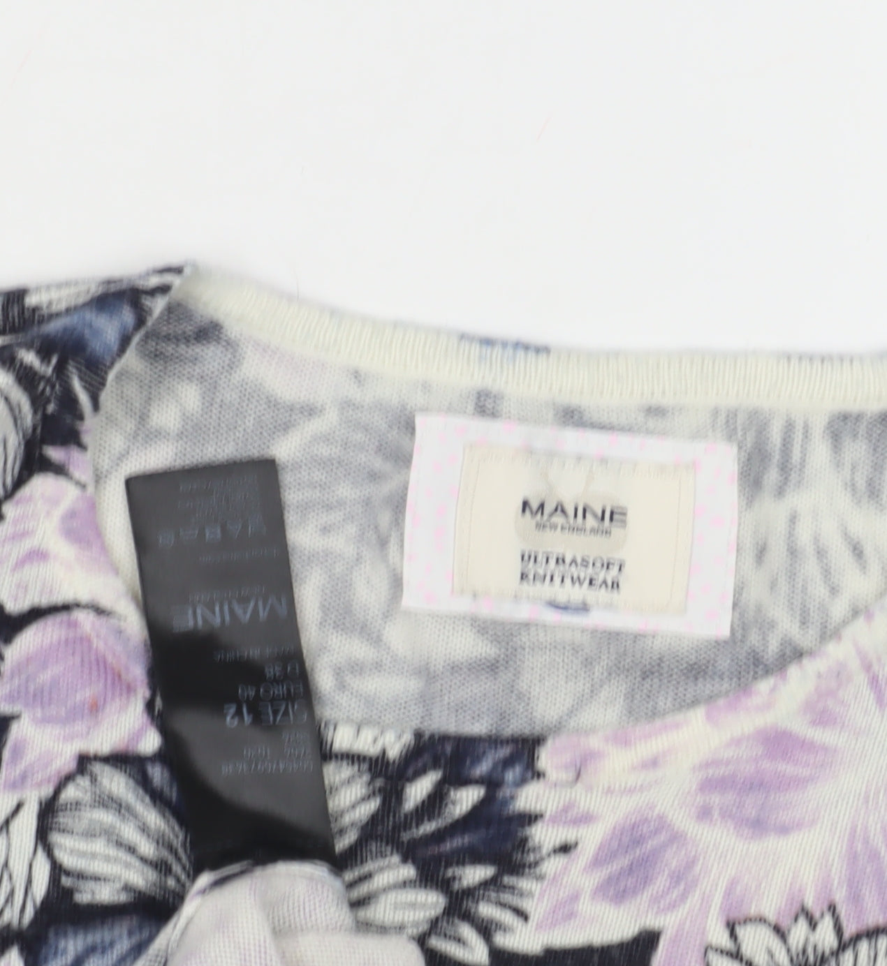 Close-up detail of Maine New England Women's Multicoloured Floral Pullover, size 12