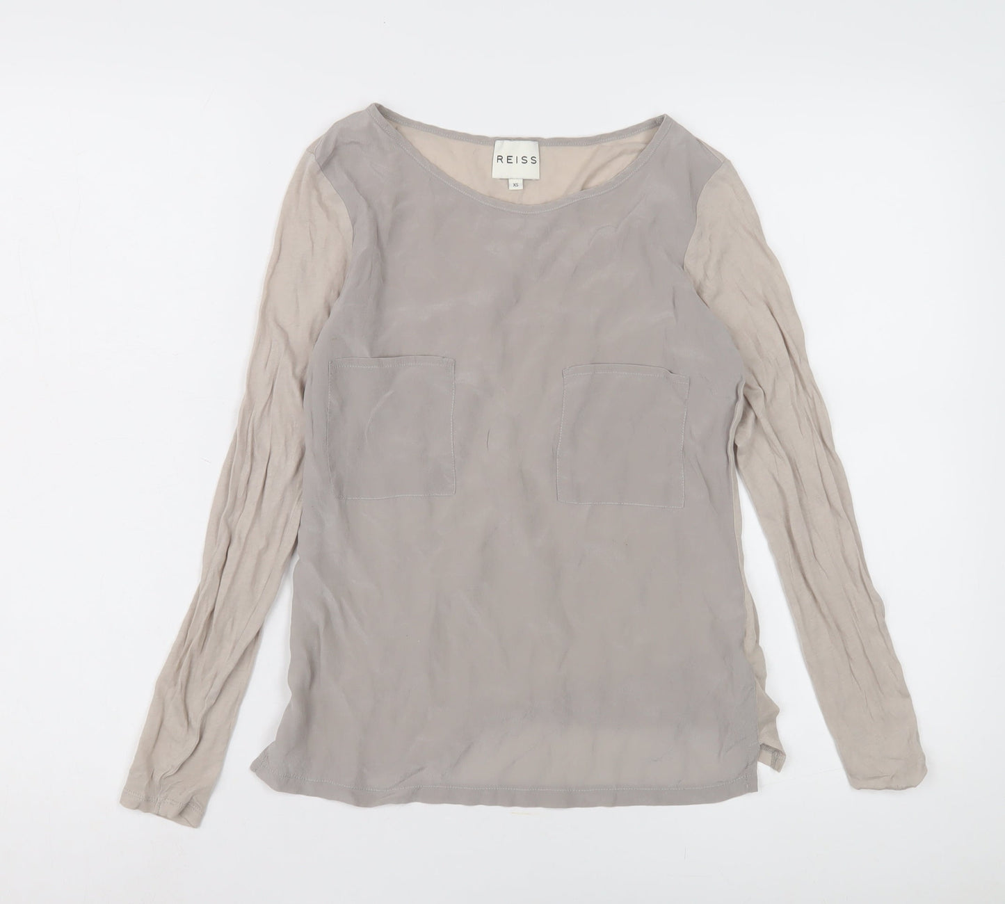 Reiss Women's Grey Long Sleeve Boat Neck Top XS