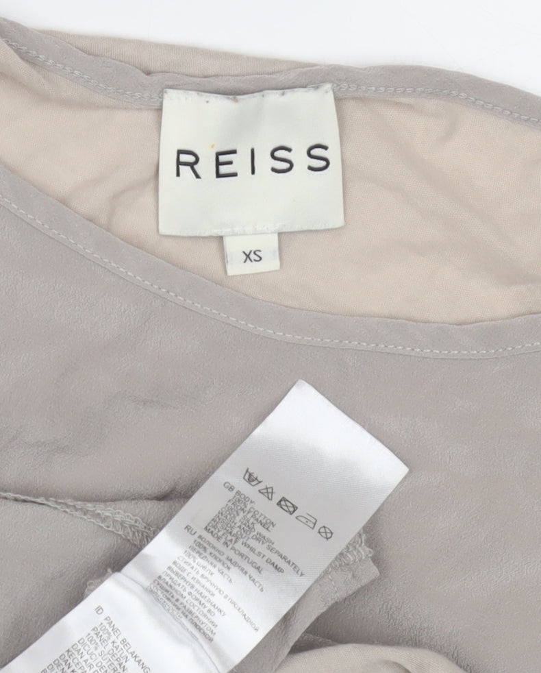 Reiss Women's Grey Long Sleeve Boat Neck Top XS