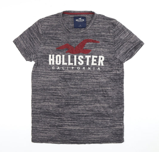Hollister Men's Grey Logo T-Shirt Size S