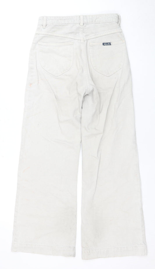 ROLLA'S Women's White High-Rise Wide-Leg Jeans Size 25