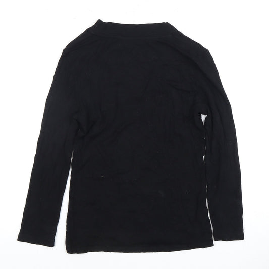 Jaeger Women's Black Small V-Neck Long Sleeve Top