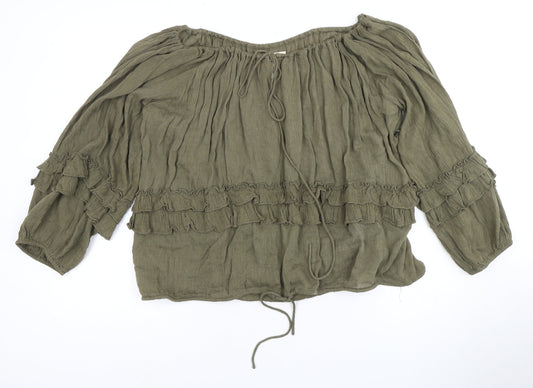 Ralph Lauren Women's Green Off Shoulder Blouse M