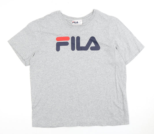 Additional front view of Fila Men's Grey Logo Crew Neck T-Shirt L