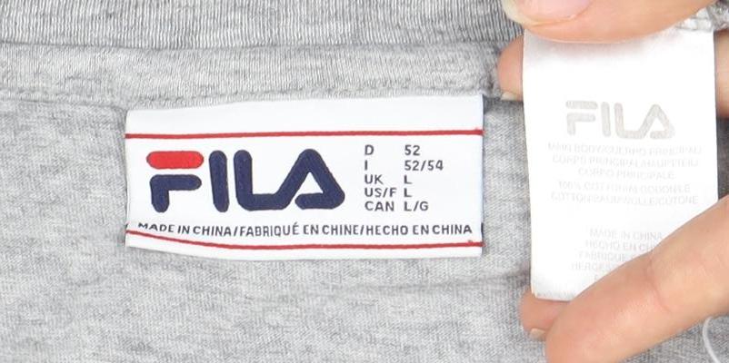 Fila Men's Grey Logo Crew Neck T-Shirt L