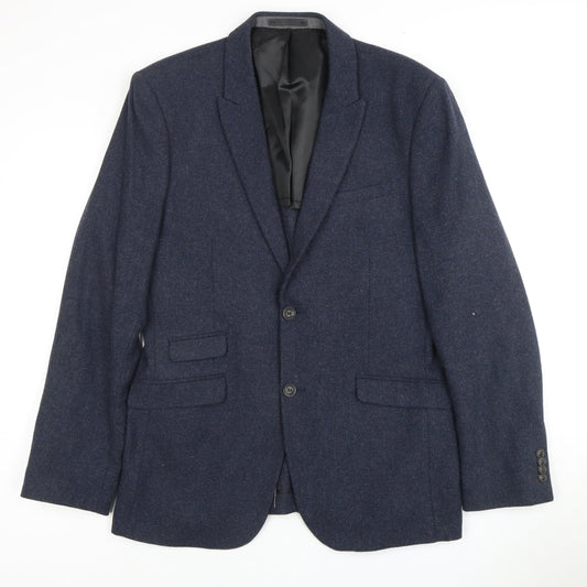 Mens 44 Chest Regular JACK & JONES Blue Two-Button Blazer