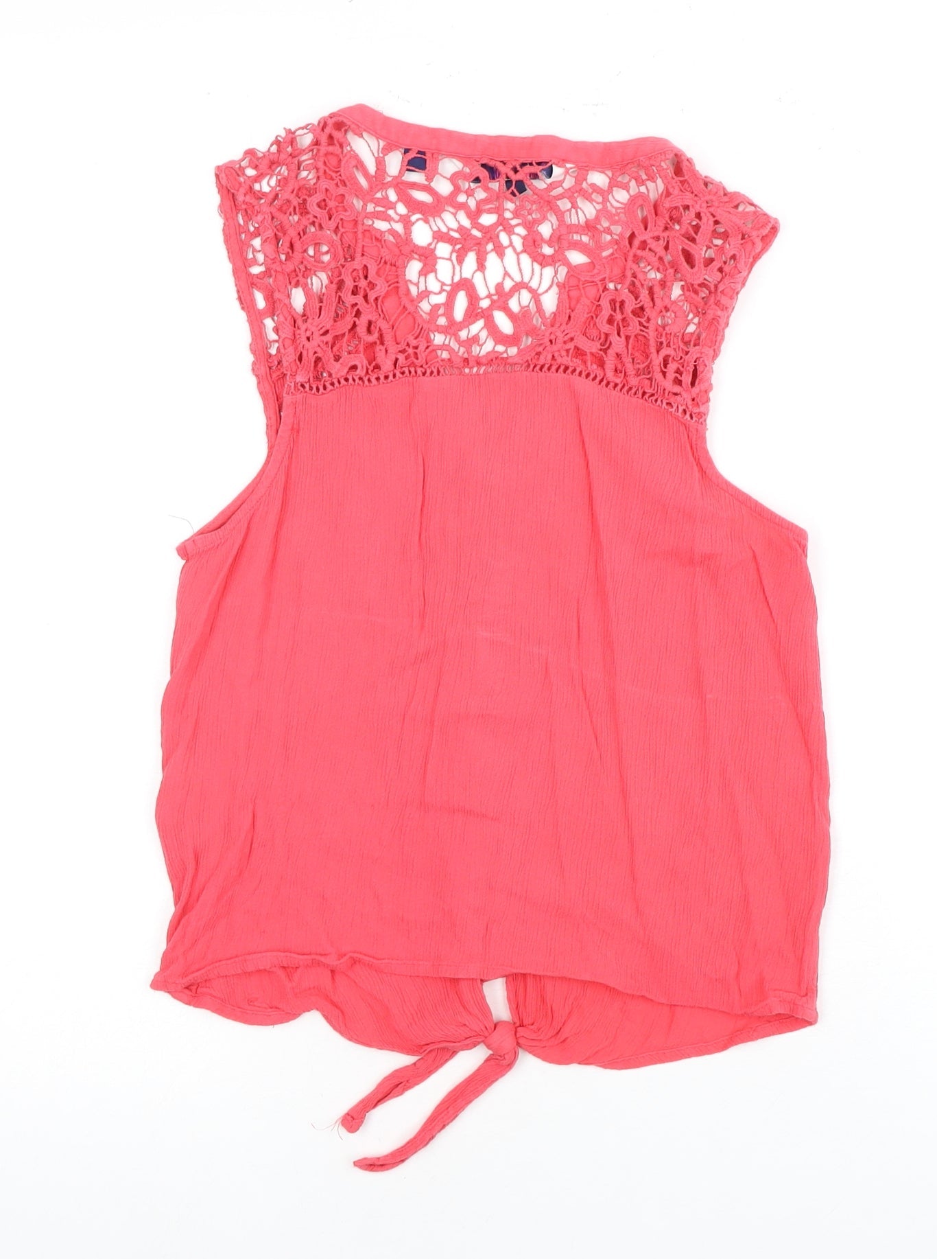 Superdry Women's Pink Crochet Crop Blouse XS