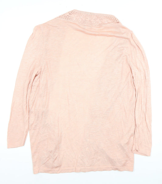 Laura Ashley Women's Pink Open Front Cardigan Size 10