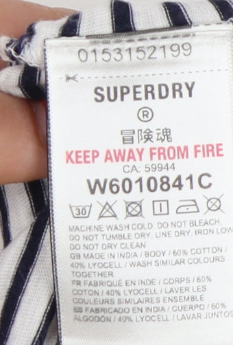 Superdry Women's Striped Tank Top Black Size 8 Casual Summer