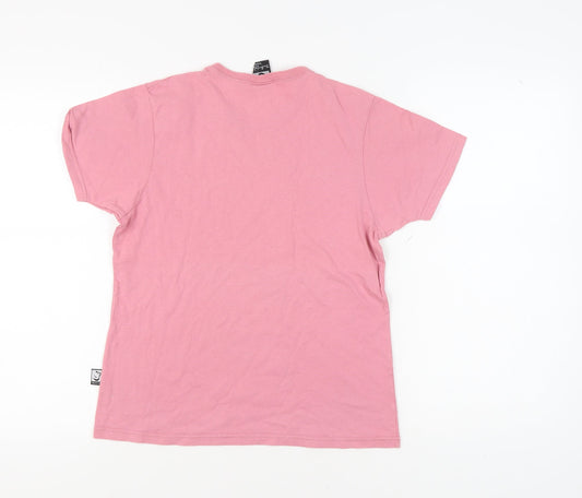 Womens UK Size L Weiss Pink Cotton T-Shirt