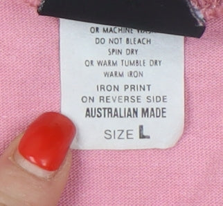 Weiss Women's Pink Cotton T-Shirt, Size L, Casual