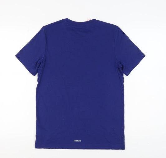 Adidas Boys Blue T-Shirt 13-14 Years Sportswear Logo Top
