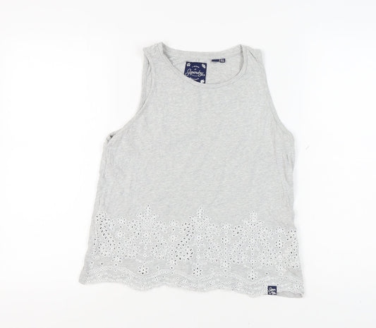 Superdry Women's Grey Cotton Tank Top UK 8