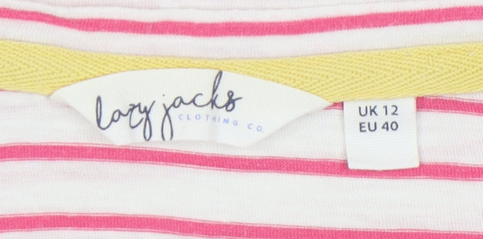 Lazy Jacks Women’s Pink Striped T-Shirt, Size 12