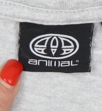 Animal Men's Grey T-Shirt, Size L, Crew Neck, Short Sleeve
