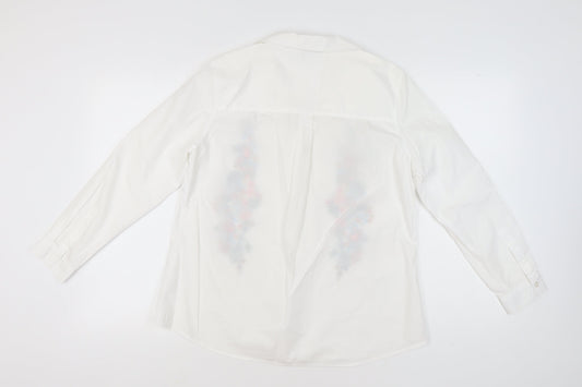 Womens UK Size 14 Klass White Cotton Button-Up