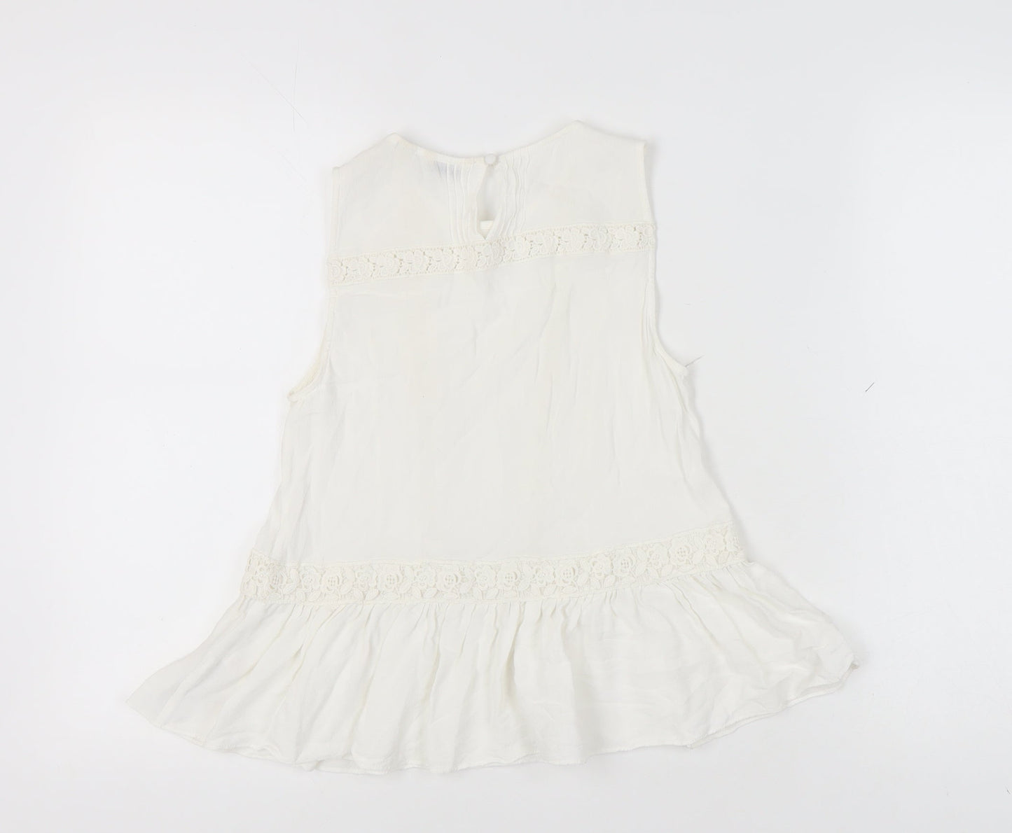 Jack Wills White Lace Accented Women's Blouse - UK 8