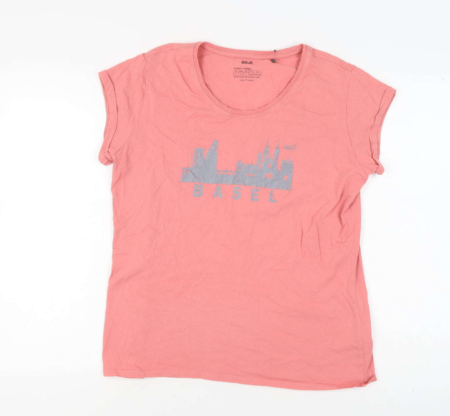 Jack Wolfskin Women's Pink T-Shirt, Size L, Casual