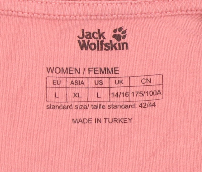 Jack Wolfskin Women's Pink T-Shirt, Size L, Casual